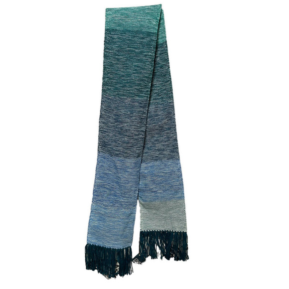 Beryl Handwoven Blue Gradient Scarf  With Fringe - Picture 1 of 7